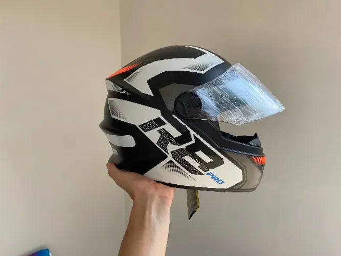 Capacete R8 Brilhante Laranja Preto Pro Tork - NA CAIXA