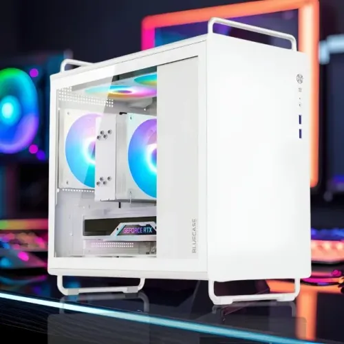 Gabinete Gamer Bluecase Tiny PRO, mATX, Lateral Vidro, USB 3.0, 5 Fans, Sem Fonte, Branco 