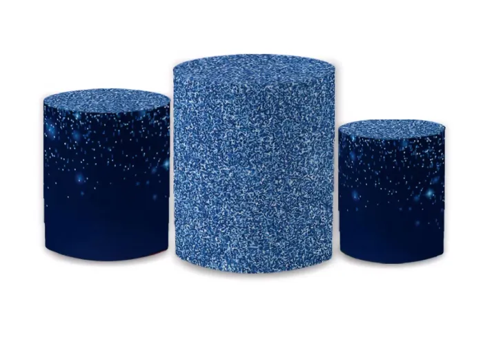 Trio capas de cilindro decoração gliter azul