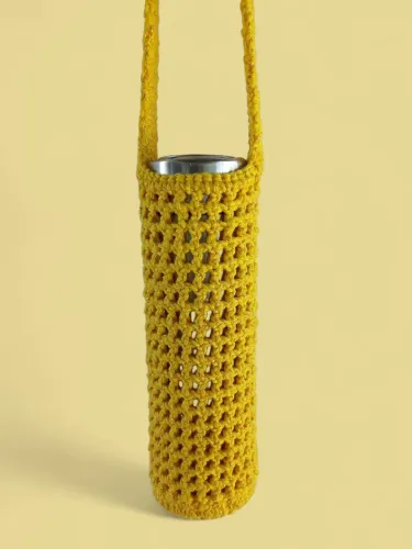 Porta Garrafa - Crochê Amarelo Canário 