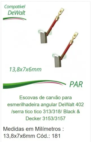 escovas de carvão para esmerilhadeira angular dewalt 402 serra tico tico 313.