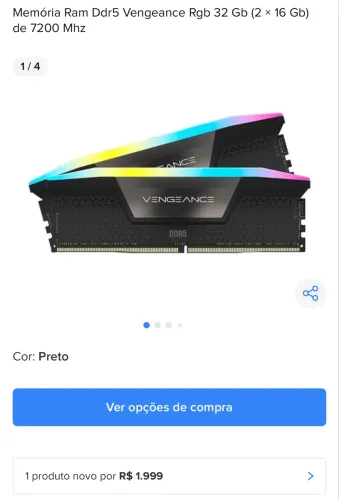 Memória RAM DDR5 Corsair Vengeance RGB 32GB