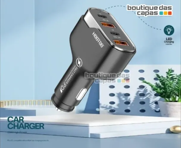 ADAPTADOR VEICULAR CARREGADOR CARRO 2 TIPO C + 2 USB 96W PD-CH2 TURBO