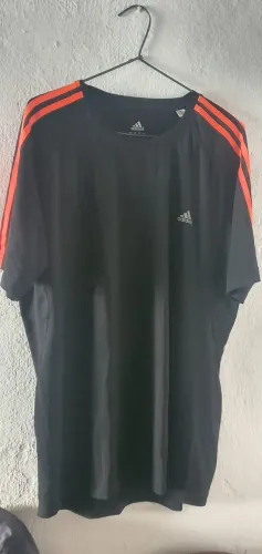 Camiseta Adidas Masculina com Listras Laranja