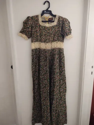 Vestido Floral Vintage Tam P longo