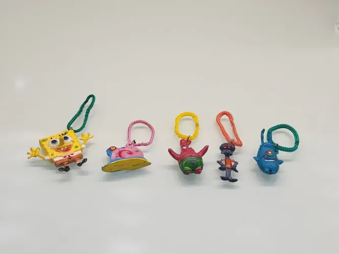 Coleção vintage 5 chaveiros do Bob Sponjae amigos
