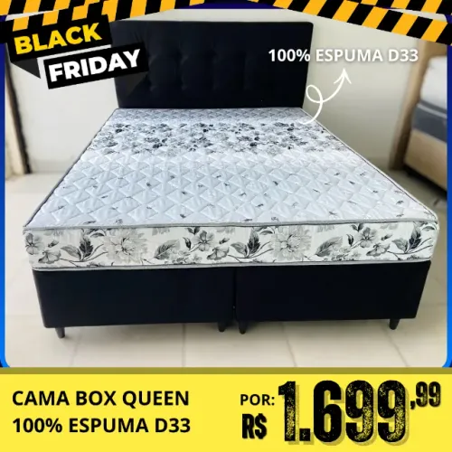 Cama Box Queen 100% Espuma D33 Black Friday