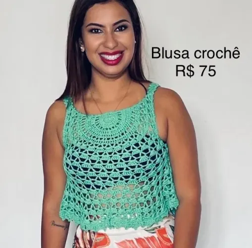 Blusa crochê tamanho único 