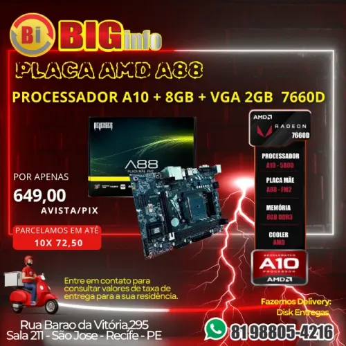 Kit Upgrade - A10 + Placa Mae + Placa Video 2gb + 8gb Ram - Em ate 10x Fixas