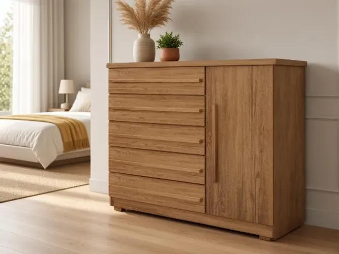 Cômoda Catena 5 Gavetas 1 Porta 1,24m MDF (NOVO A PRONTA ENTREGA)