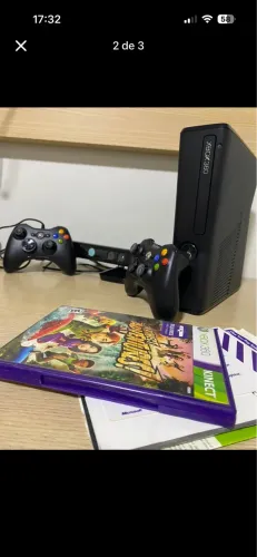 Xbox 360 completo em perfeito estado! Acompanha 2 controles, Kinect e jogo original.