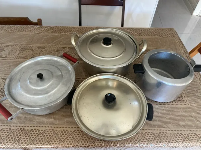 KIT 4 PANELAS ALUMÍNIO GROSSO ANTIGAS