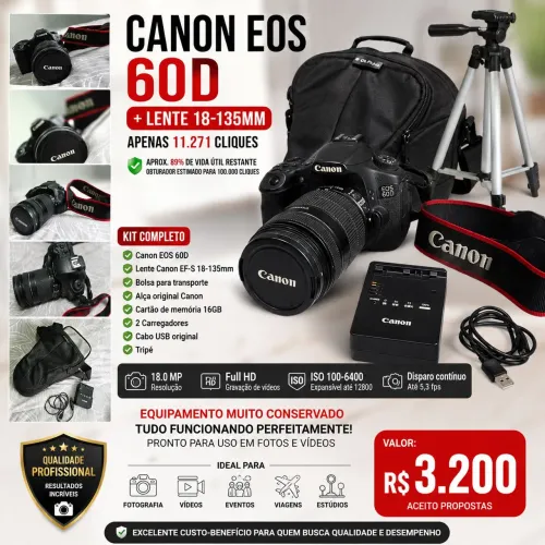 ? CANON EOS 60D + LENTE 18-135MM ? Apenas 11.271 cliques