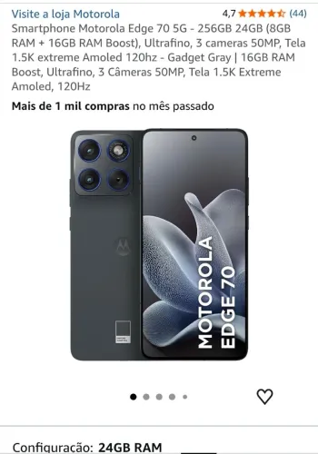 Motorola Edge 70 - 256GB / 24GB RAM - NOVO LACRADO - TROCO EM IPHONE