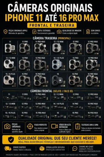 Câmeras iphone 11 até 16 Pro Max