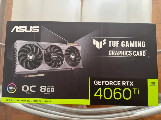 Placa de vídeo Asus TUF RTX 4060TI de 8g com RGB ainda em garantia com nota fiscal.