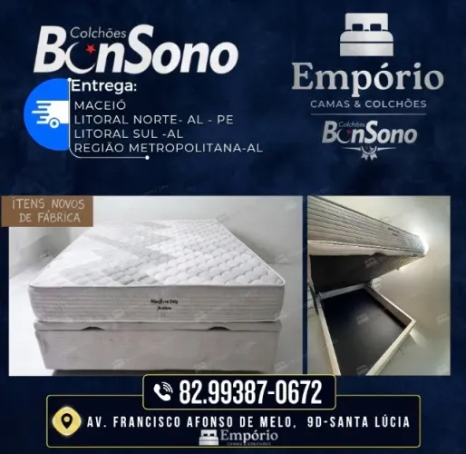 Conjunto Baú ortopédico Bonsono casal base bau e colchao D65 ortopédico, itens de fabrica