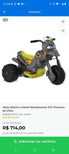 Moto elétrica infantil 