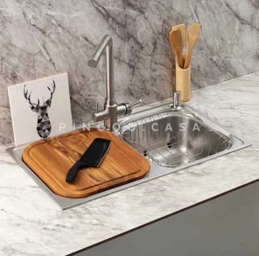 Cuba Para Cozinha Gourmet Pia Dupla Aço Inox