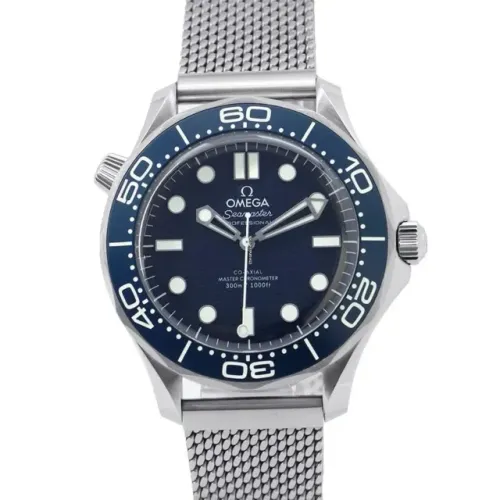 Omega Seamaster Azul Prata Aço Milanese C Garantia