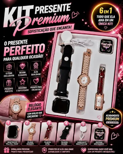 Kit WatchX Plus Mini - Smartwatch AMOLED + 2 Relógios de Estilo