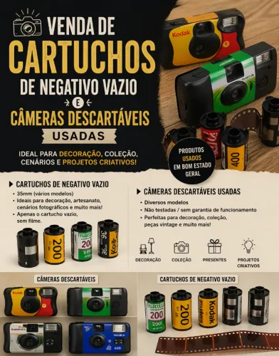 ? ? CÂMERAS DESCARTÁVEIS USADAS + CARTUCHOS DE NEGATIVO VAZIO ?
