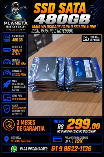 SSD Sata de 480gb e 512gb ( com garantia )