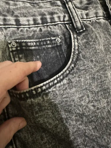 Calça baggy lavada Cinza