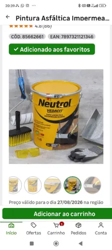Pintura Asfáltica Impermeabilizante Vedacit Neutrol 18L Preto