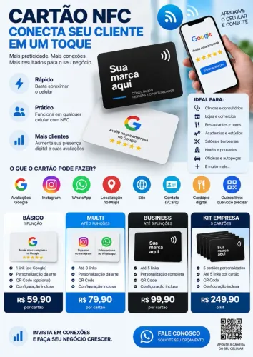 Cartão NFC Para Empresas - Google, Instagram, WhatsApp entre outros