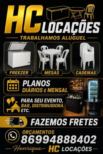 Alugamos FREEZERS e conjuntos mesas