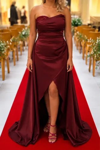     Vestido Longo Marsala Festa Casamento Tam M