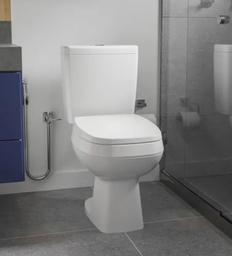 Kit Vaso Sanitário com Caixa Acoplada e Assento Branco Quadrado City Celite