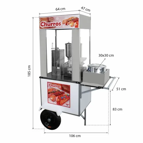 Carrinho de churros  novo com mesa 1 massaira  e 2 doceira mais cobertura 