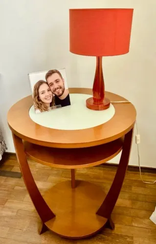 Mesa de Canto Sala Visitas MDF Vidro