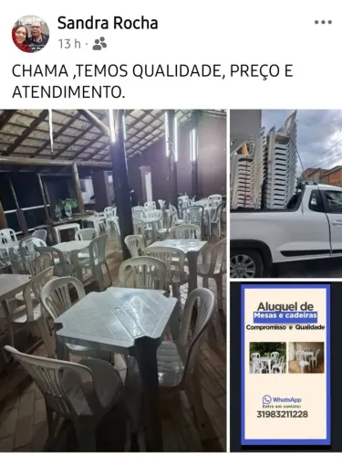 Locação mesas e cadeiras
