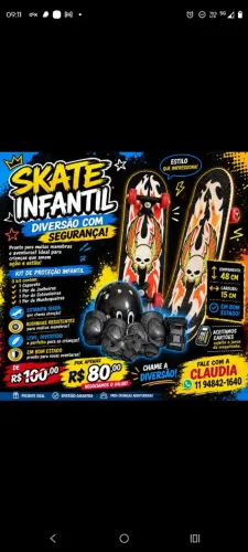 Skate Infantil + Kit de Proteção Completo | Promoção R$80