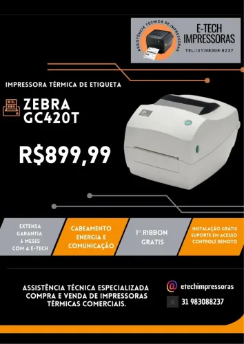 Impressora de etiquetas ecommerce Zebra GC420T 