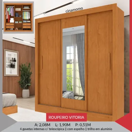 Guarda roupa Vitória porta de correr 