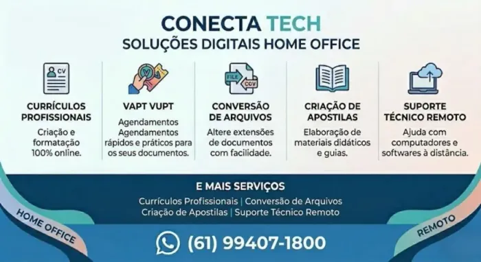 Serviços Digitais Home Office - Currículos, Vapt Vupt e Mais