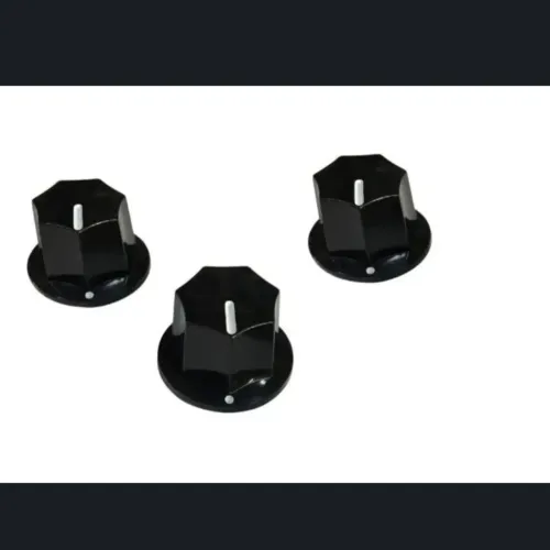 Kit c/ 3 Knob Plástico Preto p/ Baixo Guitarra etc