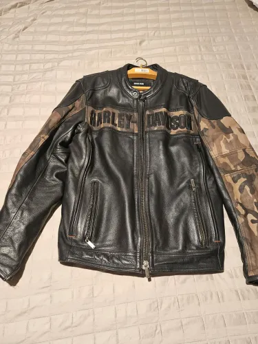 Jaqueta couro Harley Davidson M militar