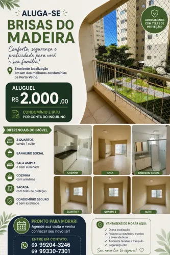 Apartamento no condomínio Brisas do Madeira