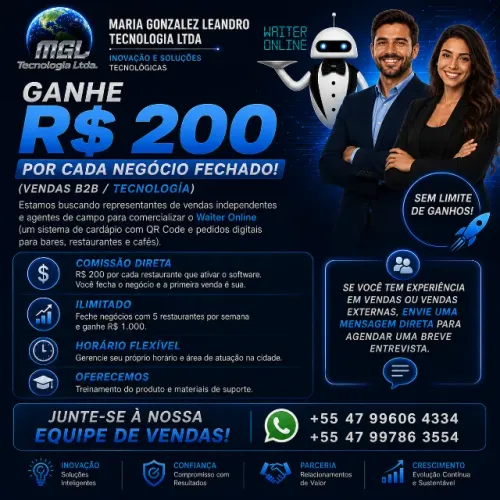 ? OPORTUNIDADE PARA QUEM SABE VENDER! ? GANHE R$ 200 POR CADA RESTAURANTE FECHADO!