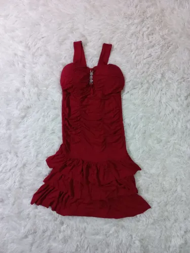 Vestido Vermelho Com Babado