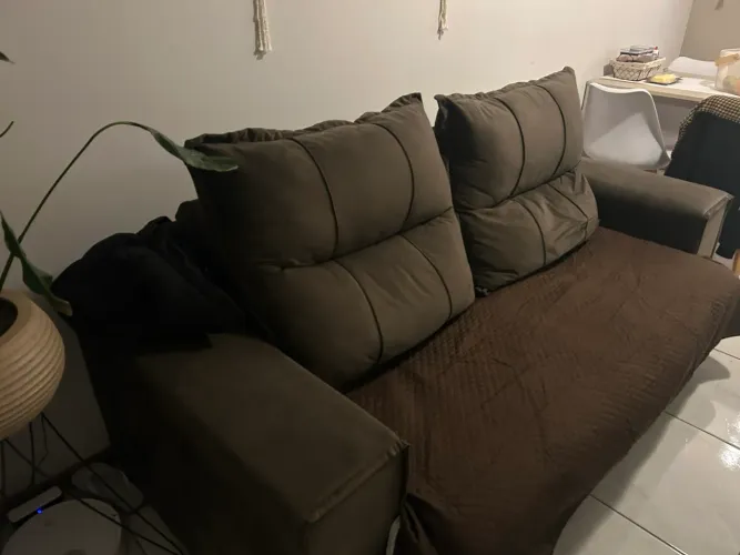 Sofá cama 4 lugares marrom escuro