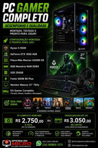 PC GAMER RYZEN 5 5500 + GTX 1650