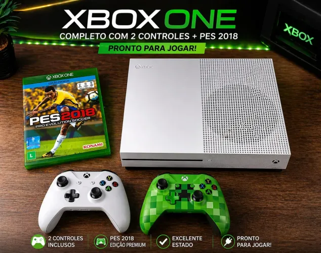 XBOX ONE S + CONTROLE MINECRAFT + FORZA HORIZON 3 DIGITAL.