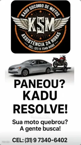 Reboque de motos 24 hrs! Ksm Kadu socorro de motos BH