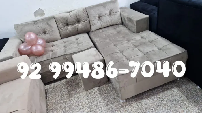 SOFA CHEYSE + PUFF + GARANTIA + FRETE GRÁTIS